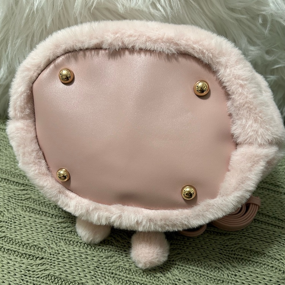 NWT Cato Faux Fur Crossbody Bag with Pom Pom Accents -Blush Pink, Size Mini - Picture 6 of 8